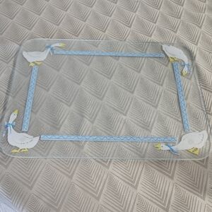 Vintage Cottagecore Blue Ribbon Geese Pattern 1980's Counter Saver